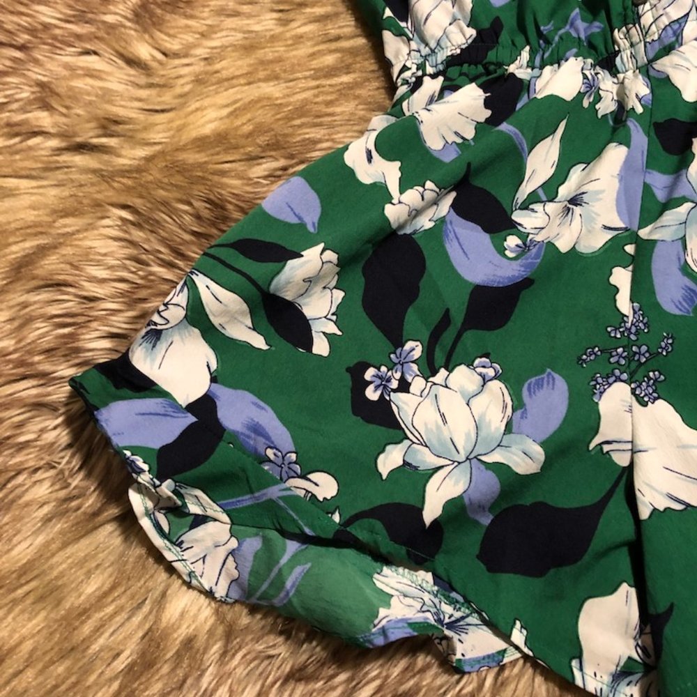 Green Floral Ruffle Romper - Picture 4 of 4